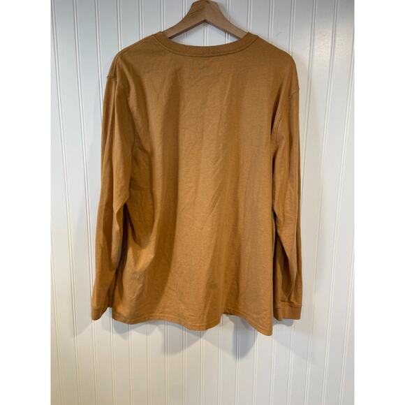 Carhartt Long Sleeve T Shirt Mustard Logo Sleeve Workwear Streetwear Men’s XL - Picture 4 of 4